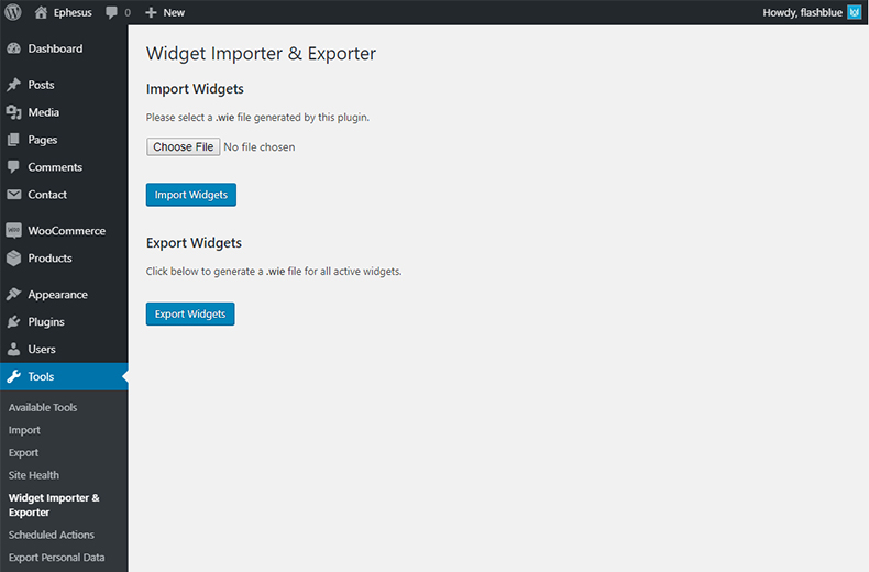 Import/Export Widgets